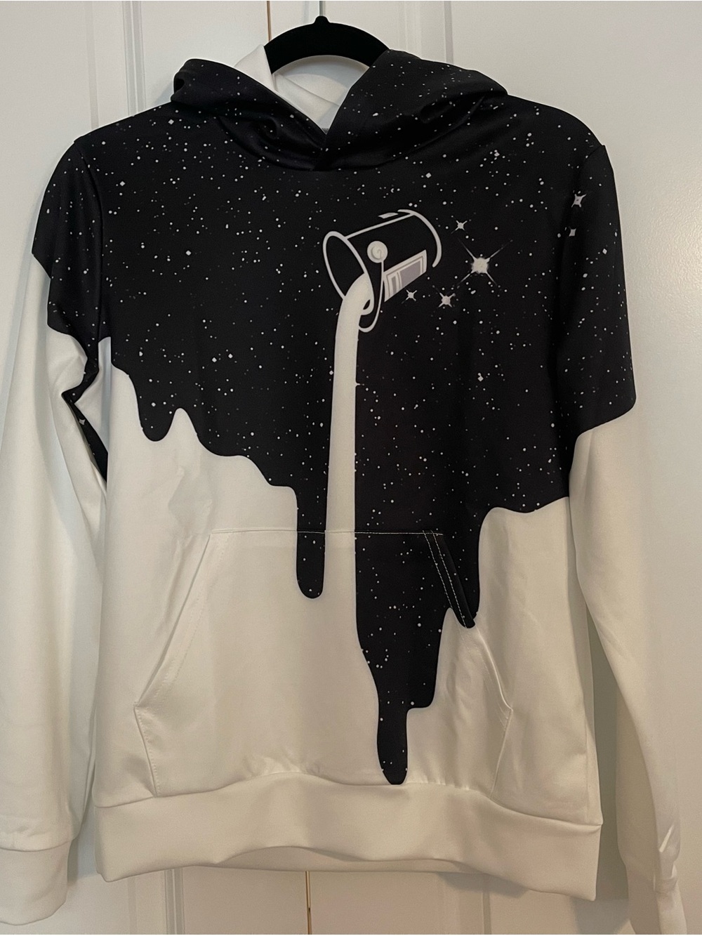 Black & White Paint-Drip Graphic Hoodie Sweater - Youth